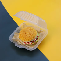 Boîte à hamburger jetable de qualité alimentaire 6 x 6 pouces, 1 compartiment, avec couvercle articulé, micro-ondable, réfrigérable, type clamshell, biodégradable, 16 oz