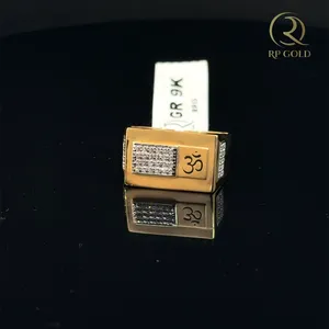 Gold <b>ring</b> with om design and sparkling stones for <b>men</b> stylish spiritual jewelry modern look perfect for daily and festive wear - Product Image 1