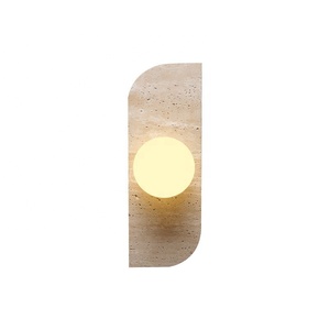 AB Wabi Sabi Stone, luminaire mural LED moderne, abat-jour en verre, 3000K blanc chaud, chambre/salon, couloir décoratif - Product Image 6