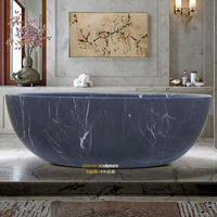 Baignoire en marbre noir Papillon en pierre naturelle sculptée à la main et polie à l'intérieur, en marbre Nero Margiua massif