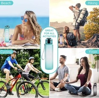 Bouteille d'eau de sport portable sans BPA, de qualité alimentaire, couleur personnalisée, 32 oz/1 L, anti-fuite, avec cordon