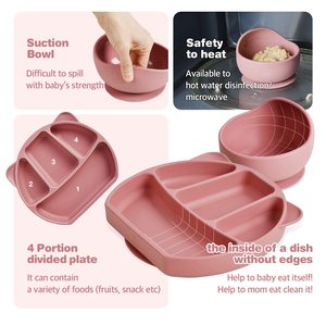 Nuevo Juego de <span class=keywords><strong>Vajilla</strong></span> Ecológico con Luz LED para Bebés, 10 Piezas, Babero, Plato, Tazones con Succión, Juego de Alimentación de Silicona para Bebés - Product Image 6