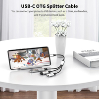Répartiteur de câble USB C mâle à trois USB femelle Audio et charge Type C à 3 Type a 2.0 Port Multi Hub Tresse Blindage