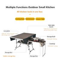 Connecteur vaisselle de cuisine camping caravane, boîte de table portable, tabouret de table pliable en aluminium, ensemble d'ustensiles de cuisine shandong