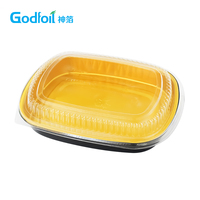 Plat de cuisson jetable en aluminium noir et or de 1790 ml, grand format, pour banquets, traiteur et services de restauration festive