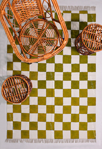 Alfombra Boho de Algodón Hecha a Mano con Estampado Geométrico, Antideslizante, Ecológica, Lavable, Reversible, Moderna para Sala de Estar - Product Image 5