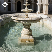 Fontaine décorative en marbre blanc sculpté, motif herbe bouclée multicouche en pierre naturelle, pour villas, hôtels et aménagements paysagers