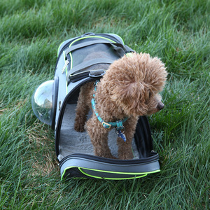 Transportín para Mascotas de Tela Oxford Gris con Verde Fluorescente, Tamaño Grande, Transpirable, para Perros y Gatos - Product Image 4