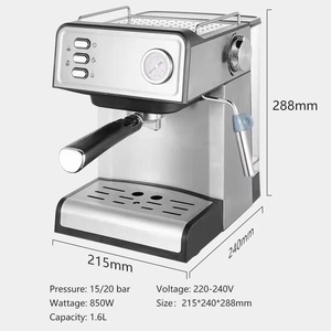 <span class=keywords><strong>Cafetera</strong></span> <span class=keywords><strong>espresso</strong></span> italiana de 19 bares, máquina de capuchino automática programable para uso doméstico o hotelero, fuente eléctrica - Product Image 4