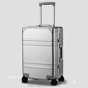 Hardshell Plain White Metal Aluminum Voyages Valise Suitcase 20inch Luxury Aluminum Alloy Men Luggage Sets