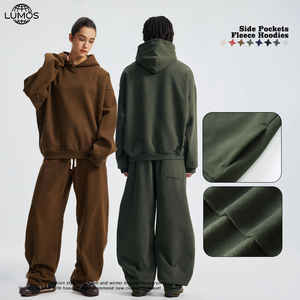Nouveau <span class=keywords><strong>sweat</strong></span> à <span class=keywords><strong>capuche</strong></span> en polaire unisexe pour l'automne et l'hiver, style streetwear, uni, surdimensionné, décontracté, pour hommes - Product Image 3