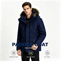 Parka matelassée à capuche pour homme, 100 % polyester, fermeture éclair intégrale, boutons, vêtement d'extérieur classique pour l'hiver, plusieurs couleurs pour les tenues quotidiennes masculines