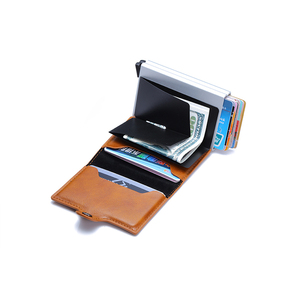 Portefeuille automatique à ressort en métal, style surdimensionné, en cuir PU neuf, double compartiment, en alliage d'aluminium, pour cartes – Idéal pour les cadeaux de fête - Product Image 1