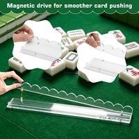 Supports à Mahjong en Acrylique Transparent à Bords Festonnés (4 Pièces) avec Repousseurs de Tuiles Individuels, Supports Magnétiques pour une Organisation Facile des Tuiles