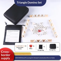 Dominos triangulaires mexicains, tuiles numérotées colorées en plastique durable avec supports et dés, jeu de société familial