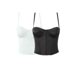 Top Corto da Donna Casual alla Moda con Spalline Sottili e Zip Posteriore in Due Colori Tinta Unita - Product Image 1