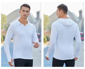 OEM Gimnasio Jogging Camisetas deportivas con cuello en V de manga larga Camisetas de entrenamiento para Mujeres Hombres Camisetas con capucha para correr - Product Image 4