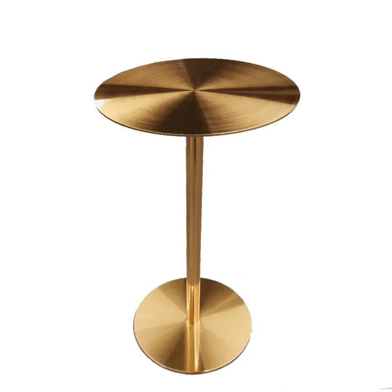 Modern round Cocktail Bar Table Gold Stainless Steel Bistro Pub Table for Home Kitchen Living Room Commercial Counter Height