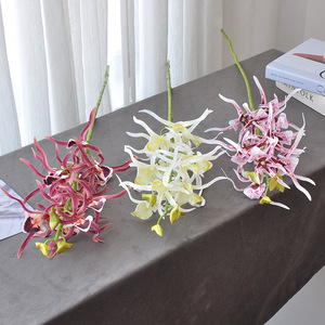 Fleurs artificielles d'orchidée araignée en vase, rose clair, rouge violacé, branche, décoration intérieure, décoration de la maison - Product Image 2