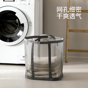 Foldable Laundry Basket Grey Oxford Fabric Rectangle Shape Standing Type Clothing Organizer For Bathroom Toilet Storage - Product Image 3