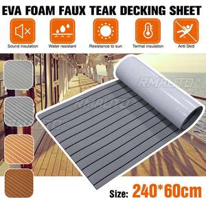 2400x900/600x5mm EVA Foam Faux Teak <b>Boat</b> Decking Sheet Self-Adhesive Marine <b>Flooring</b> <b>Boat</b> Deck Mat Yacht Accessories Gray Brown - Product Image 1