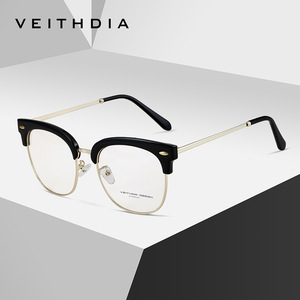 Veithdia Metal Browline Half <b>Frame</b> Eyeglasses Pc Lens Blue Light Protection Unisex Rectangle 1260 - Product Image 2