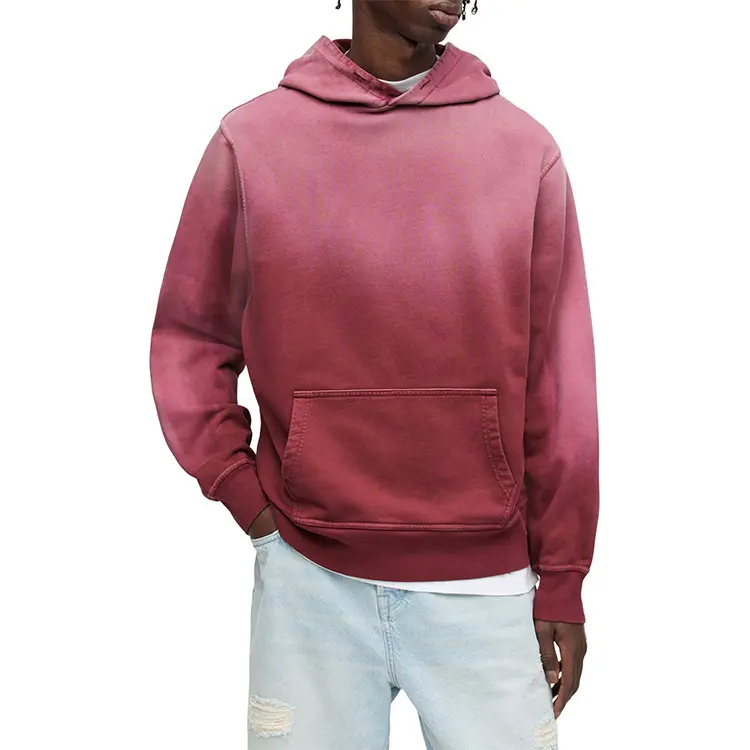 Hooded gradient sweater men's thick autumn clothes 80 cotton 20 polyester premium hoody vintage washed hoodie
