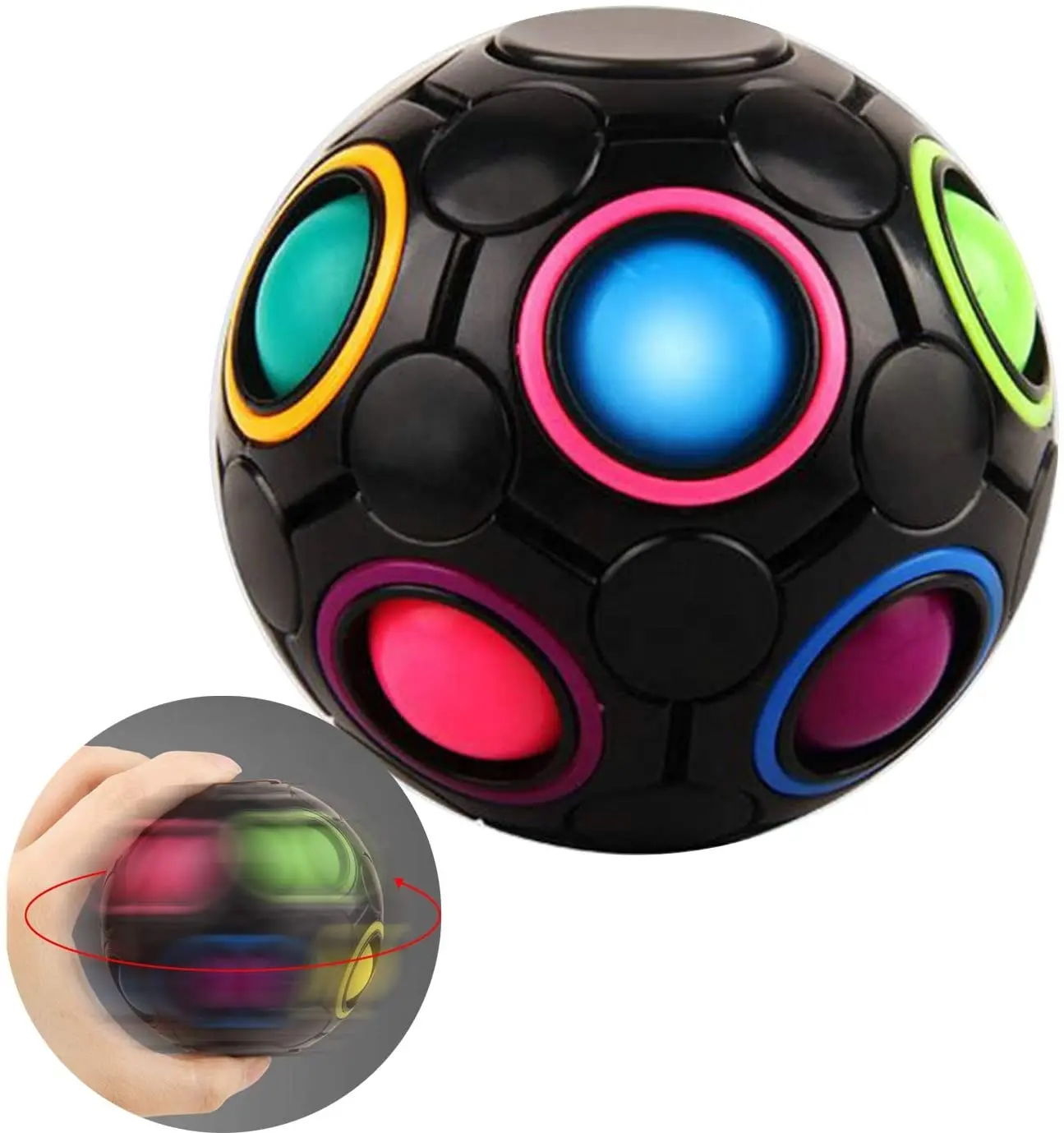 Cubo giratorio de 12 agujeros, juguete de cubo mágico de rotación, Bola de arcoíris, 360, novedad