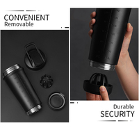 Bouteille shaker de sport en acier inoxydable avec logo personnalisé du fabricant, boule mélangeuse intégrée, pour fitness et protéines, design breveté