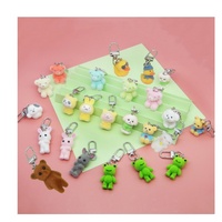 Style coréen populaire 3D mignon Mini flocage Panda lapin ours chat chien grenouille Animal dessin animé porte-clés sac voiture pendentif accessoires