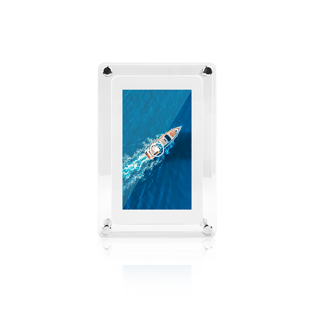 White Acrylic Digital Photo Frame with 7" LCD Screen MP3 Video Playback Supports JPG/BMP/PNG 4GB Memory Type-C Interface