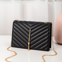 Tas Selempang Wanita Model Korea Terbaru, Tali Tunggal, Hiasan Rumbai, Bahan PU, Anti Maling, Tahan Air, Bentuk Kotak, Kecil, Modis