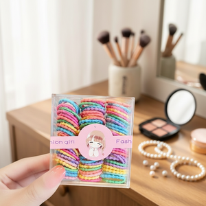 Trending pastello peluche stampato elastico per lo Styling dei capelli fasce moda donna accessori con perla vendita calda all'ingrosso - Product Image 3