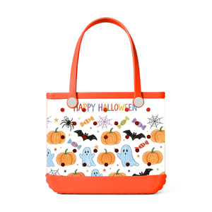 Sac fourre-tout en EVA orange personnalisé avec impression d'usine, motif citrouille et fantôme de dessin animé pour Halloween, sac de plage, vente en gros - Product Image 2