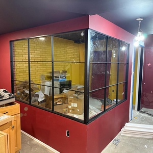 Pared divisoria de vidrio interno Perfil de aluminio Sala de estudio Divisor de <span class=keywords><strong>ducha</strong></span> Pantalla fijo de vidrio templado de 10mm Ventana interior del hogar - Product Image 1