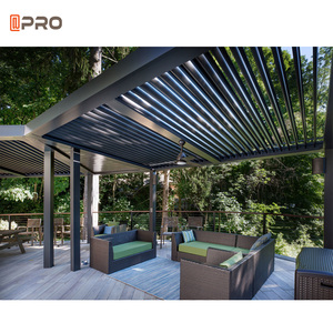 Pergola bioclimatique en aluminium galvanisé 12x16 avec certificat NFRC, design moderne, toit à lamelles avec éclairage LED - Product Image 3