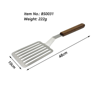 Spatule de barbecue en acier inoxydable antirouille avec manche en bois, spatule à burger en métal, spatule à œufs pour la cuisine - Product Image 2