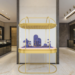 Lusso Custom bronzo acciaio inox vetro temperato LED verticale Display di gioielli vetrina della fabbrica all'ingrosso per l'interior Design - Product Image 4