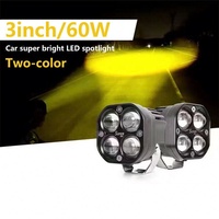 Auto double rangée ambre blanc 4x4 Led feux de brouillard de conduite dosettes Bar Commercial hors route 3 pouces lampe latérale Lesar Led lampe de travail pour voiture