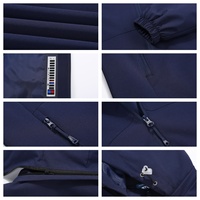 Veste softshell imperméable bleu marine à capuche coupe-vent unisexe zippée légère pour le voyage