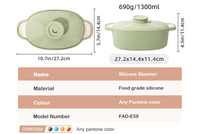 Marmite vapeur en silicone 1300 ml, double couche, qualité alimentaire, compatible micro-ondes, ustensile de cuisson en silicone, prise en charge de la personnalisation ODM/OEM