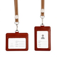 Étui pour badge en cuir Saffiano durable avec cordon réglable pour carte d'identité d'enseignant universitaire, pochette personnalisable avec logo