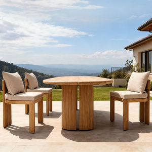 Table et chaises en teck d'extérieur, imperméables et résistantes aux UV, pour hôtel, maison d'hôtes, villa design, jardin, meubles en rotin personnalisés - Product Image 5