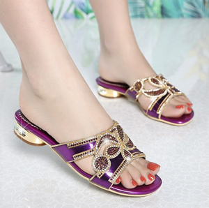 Sandalias de Mujer con Pedrería, Pantuflas de Mujer Estilo Bohemio, Chanclas Brasileñas, Pantuflas de Flores con Tacón Bajo para Dama - Product Image 3