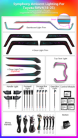 Kit d'éclairage ambiant LED dynamique pour Toyota RAV4 2019-2024, éclairage de l'habitacle, panneau de garniture de porte, éclairage du tableau de bord, ambiance lumineuse