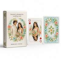 Jeu de cartes personnalisé pour mariage hawaïen, portrait de couple en aquarelle, ensemble cadeau floral, service tout-en-un