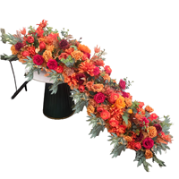 Vente en gros de chemin de table en fleurs orange et rouges, arrangement floral artificiel pour mariage, scène, fête, décoration d'événements