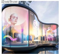 Film LED flexible transparent P20 pour vitrine, écran d'affichage cristallin avec SDK pour centre commercial