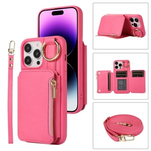 Étui de téléphone portable multifonctionnel en cuir avec cordon bandoulière et porte-cartes pour <span class=keywords><strong>iPhone</strong></span> 16 Pro Max 15 14 13 12 <span class=keywords><strong>11</strong></span> – <span class=keywords><strong>Coque</strong></span> arrière - Product Image 1