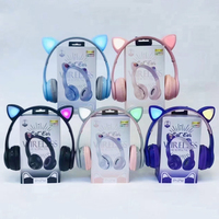 Casque sans fil P47M en gros, casque mignon en forme de chat, écouteurs audio stéréo, casque de jeu sportif avec micro, lumières LED, écouteurs pour filles